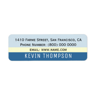 modern basic simple address label with blue stripe