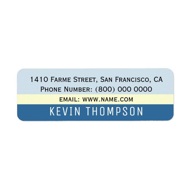 modern basic simple address label with blue stripe (Front)