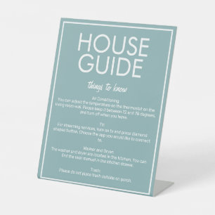 Modern Basic Teal House Guide Guest Table Sign