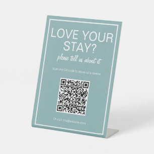 Modern Basic Teal QR Code Review Table Sign