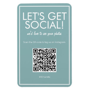 Modern Basic Teal Social Media QR Code Magnet