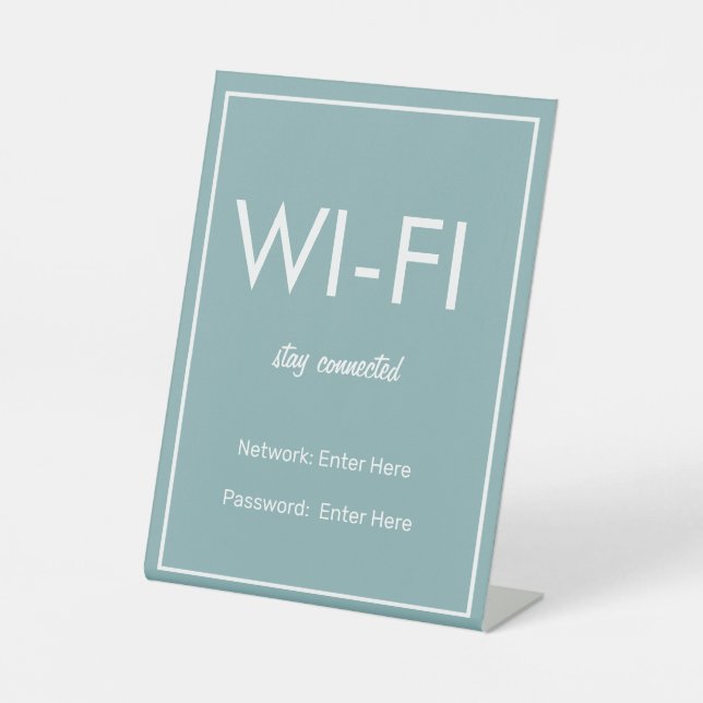 Modern Basic Teal Wi-Fi Guest Pedestal Sign (Front)