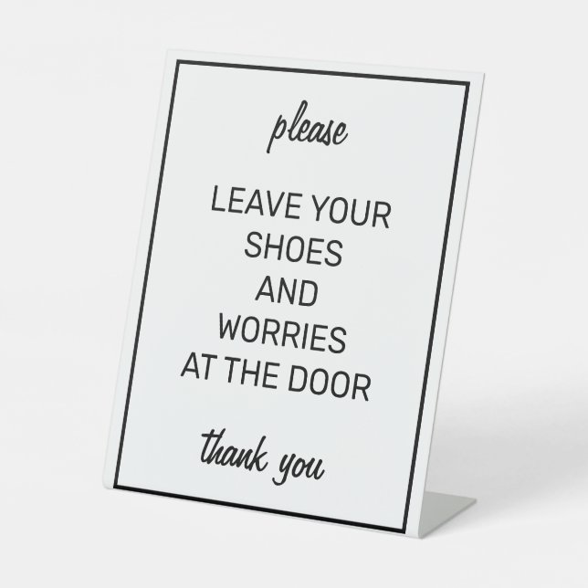 Modern Basic White Remove Shoes Counter Sign (Front)