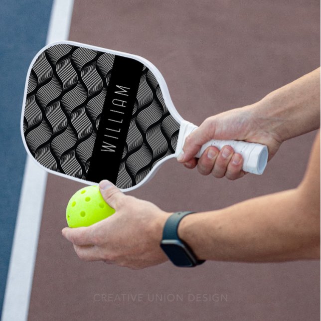 Modern Basket Weave Minimal Pickleball Paddle (Personalized pickleball paddle)