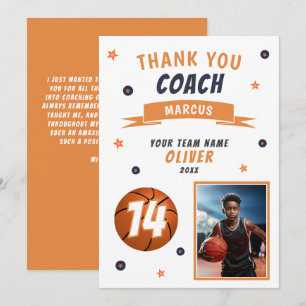 Modern Basketball Ball Photo Thank you Coach Card