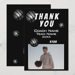 Modern Basketball Ball Photo Thank you Coach  Card