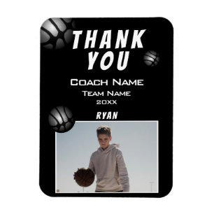 Modern Basketball Ball Photo Thank you Coach Magnet