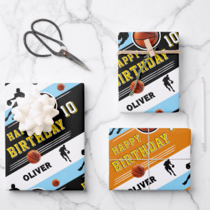 Modern Basketball Ball Player Sports Birthday  Wrapping Paper Sheet