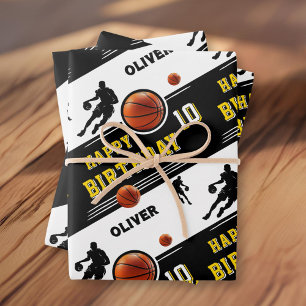 Modern Basketball Ball Player Themed Birthday  Wrapping Paper Sheet