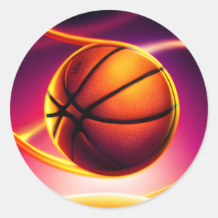 Modern Basketball Ball Vivid Sports Classic Round Sticker