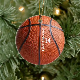 Modern Basketball Name and Player Number  Ceramic Ornament