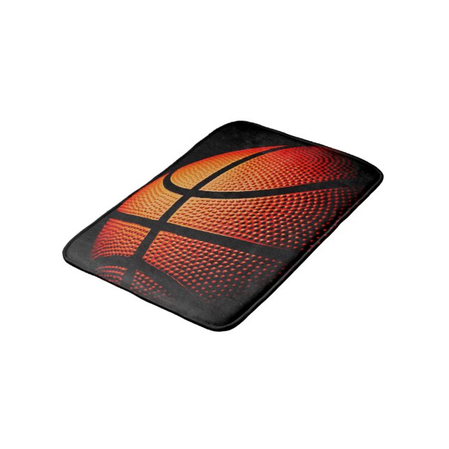 Modern Basketball Sport Ball Skin Texture Pattern Bath Mat (Angled)