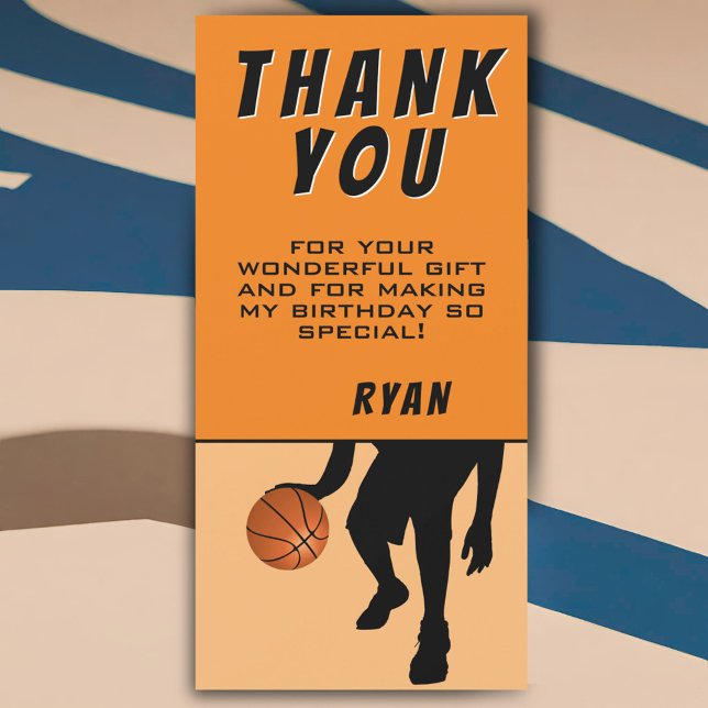 Modern Basketball Sports Birthday Thank You Card (Creator Uploaded)