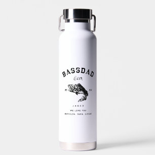 Modern Bass Fishing Custom Name BASS DAD  Water Bottle