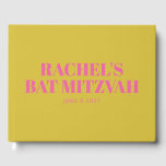 Modern Bat Mitzvah Cute Pink Yellow Personalized Guest Book<br><div class="desc">Modern Bat MitzvahCute Pink and Yellow Personalized Guest Book</div>