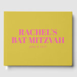 Modern Bat Mitzvah Cute Pink Yellow Personalized Guest Book<br><div class="desc">Modern Bat MitzvahCute Pink and Yellow Personalized Guest Book</div>