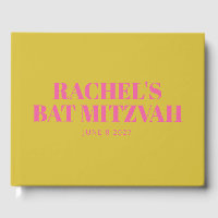 Modern Bat Mitzvah Cute Pink Yellow Personalized