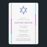 Modern Bat Mitzvah Invitations | Purple   Teal<br><div class="desc">Simple modern Bat Mitzvah invitations featuring Star of David design with purple,  teal and silver accents. Personalize online with your Mitzvah details.</div>