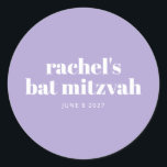 Modern Bat Mitzvah Lavender Purple Personalized  Classic Round Sticker<br><div class="desc">Modern Bat Mitzvah Lavender Purple Personalized Round Sticker</div>