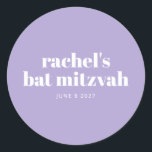 Modern Bat Mitzvah Lavender Purple Personalized  Classic Round Sticker<br><div class="desc">Modern Bat Mitzvah Lavender Purple Personalized Round Sticker</div>