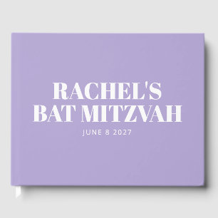 Modern Bat Mitzvah Lavender Purple Personalized Guest Book