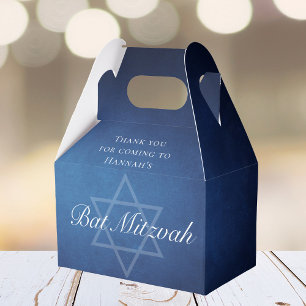 Modern Bat Mitzvah Party Blue Star of David Custom Favor Box