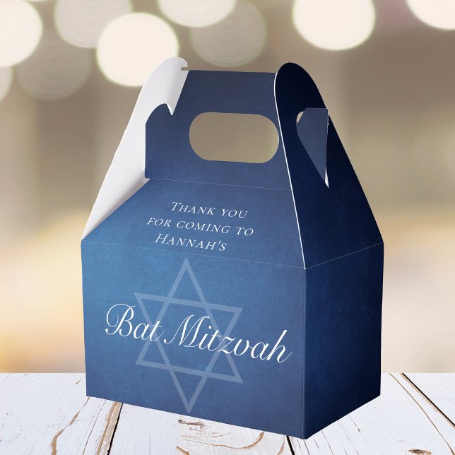 Modern Bat Mitzvah Party Blue Star of David Custom Favor Box (Creator Uploaded)