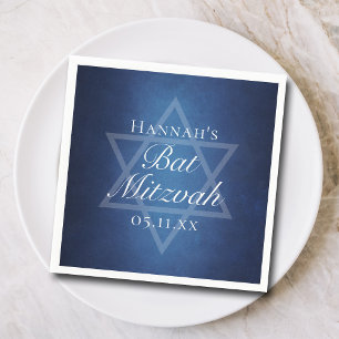 Modern Bat Mitzvah Party Blue Star of David Custom Napkin