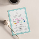 MODERN BAT MITZVAH rainbow colours wavy border min Invitation<br><div class="desc">by kat massard >>> https://linktr.ee/simplysweetpaperie <<< A modern, simply classy invitation design for your child's BAR, Bat or B'NAI MITZVAH TIP :: 1. To change/move graphics & fonts and add more text - hit the "customise it" button. - - - - - - - - - - - - -...</div>