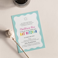 MODERN BAT MITZVAH rainbow colours wavy border min
