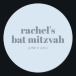 Modern Bat Mitzvah Soft Blue Personalized Favor Classic Round Sticker<br><div class="desc">Modern Bat Mitzvah Soft Blue Personalized Favor Classic Round Sticker</div>
