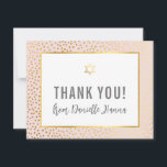 MODERN BAT MITZVAH thank you gold star pink<br><div class="desc">by kat massard >>> kat@simplysweetPAPERIE.com <<< A simple, stylish way to say thank you to your guest's for attending your child's BAT MITZVAH Setup as a template it is simple for you to add your own details, or hit the customise button and you can add or change text, fonts, sizes...</div>