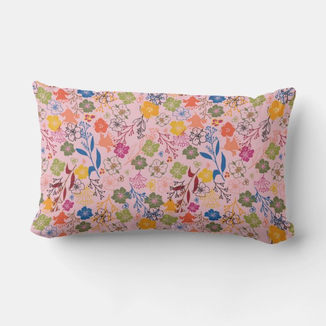 Modern Batik Rose Shadow Lumbar Pillow (Back)