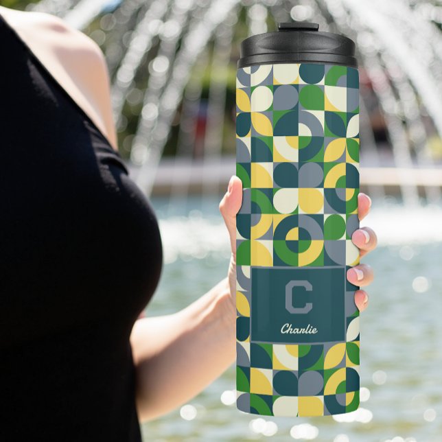 Modern Bauhaus Abstract Geometric Monogram Pattern Thermal Tumbler (Creator Uploaded)