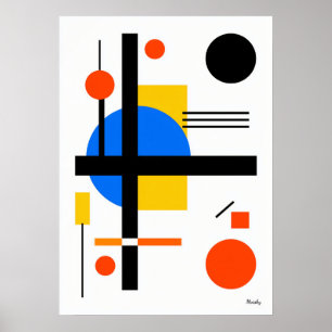 Modern Bauhaus Geometric Abstract Minimalist Wall  Poster