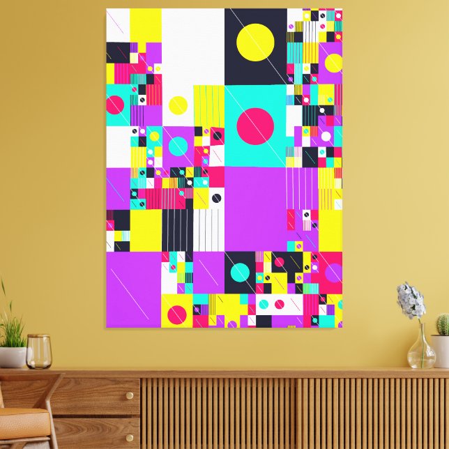 Modern Bauhaus Geometric Pattern  Canvas Print (Insitu(LivingRoom))