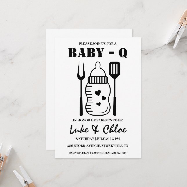 modern bbq baby shower invitations (Front/Back In Situ)