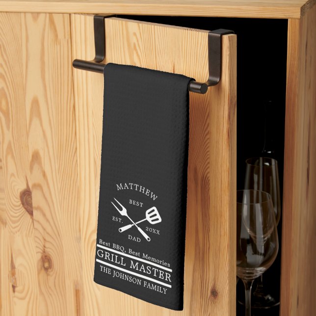 Modern BBQ Grill Master Fathers Day Gifts Kitchen Towel (Thirds Fold)