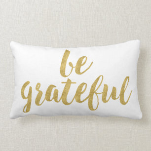 Modern Be Grateful In Gold Thanksgiving Decorative Lumbar Pillow