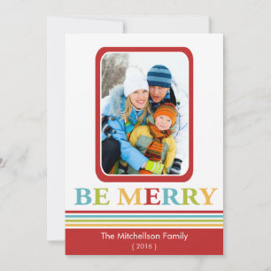 Modern BE MERRY Christmas Flat Card