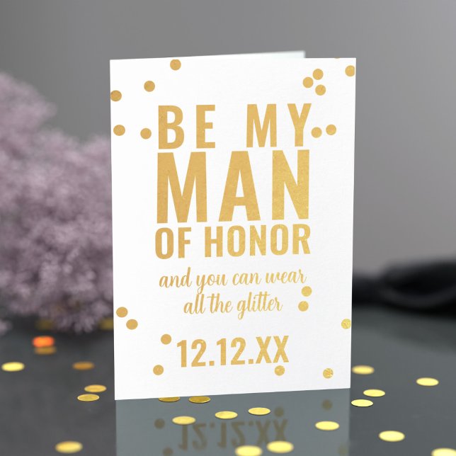 Modern Be My Man of Honour Proposal Groomsman Card (Perfect proposal card for your Man of Honor. Just add your message)