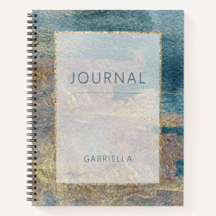 Modern Beach Abstrait Blue & Gold Journal