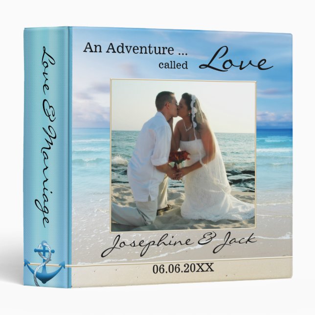 Modern Beach and Ocean Wedding Photo Binder (Front/Spine)