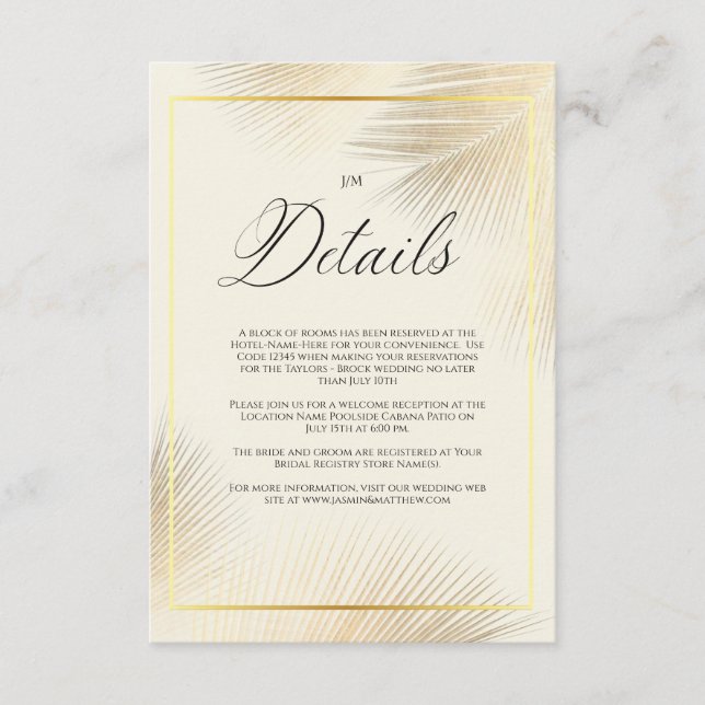 Modern Beach Coastal Frame Wedding   Enclosure Card (Front)