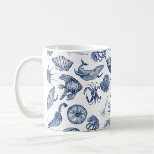Modern Beach Coastal Watercolor Wedding Blue Coffee Mug