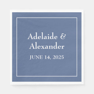Modern Beach Coastal Watercolor Wedding Blue Napkin