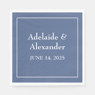 Modern Beach Coastal Watercolor Wedding Blue Napkin