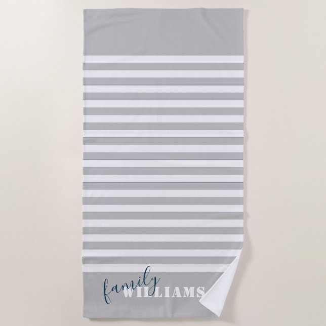 Modern Beach House Family Monogram Beach Towel (Front)