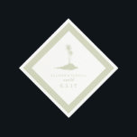 Modern Beach Island Wedding Napkins - Green<br><div class="desc">Paper napkins featuring an illustration of an island with two palm trees. Personalize the text.  Border,  text,  and illustration are light green.  Look for matching invitations and other coordinating items at Jill's Paperie.</div>
