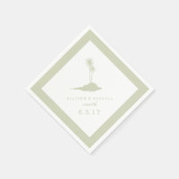 Modern Beach Island Wedding Napkins - Green